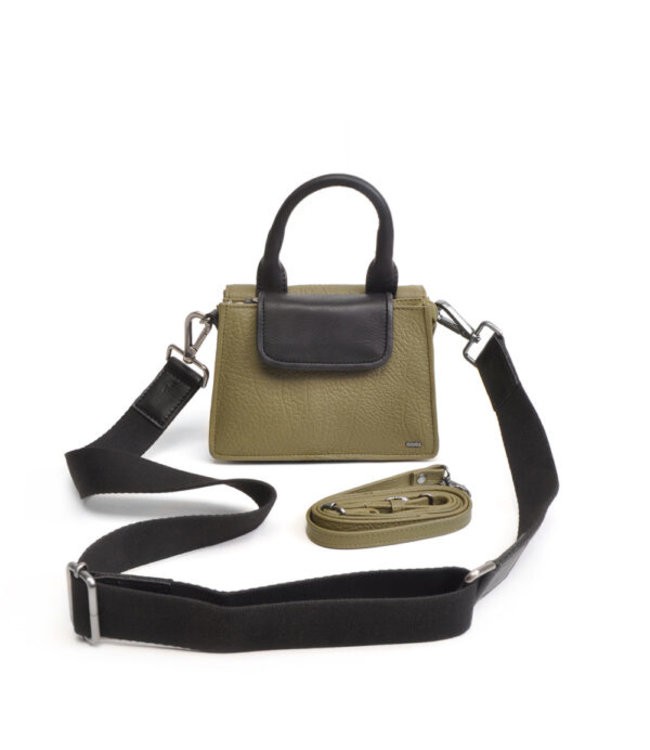 Berba •• Leren mini-bag Chamonix | olive from De Groene Knoop