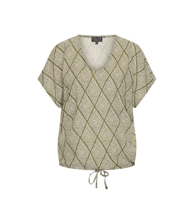 ZILCH •• Top Drawstring | Argyle Army from De Groene Knoop