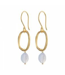 A BEAUTIFUL STORY •• Graceful Blauwe Agaat Goud Oorbellen via De Groene Knoop