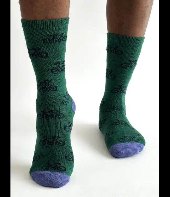 THOUGHT  •• heren sok Erskine Bike Wool Socks | dark green from De Groene Knoop