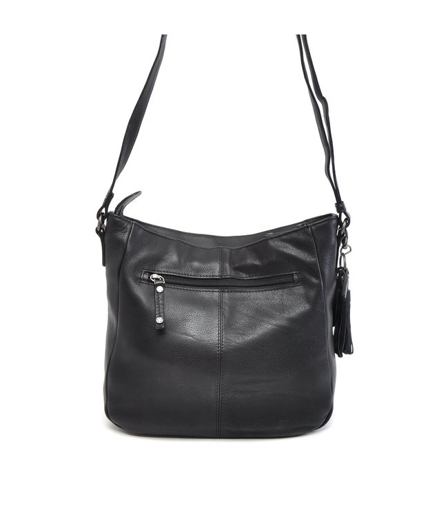 Berba LEREN DAMES CROSS-SHOULDER TAS SCOTCH • black from De Groene Knoop