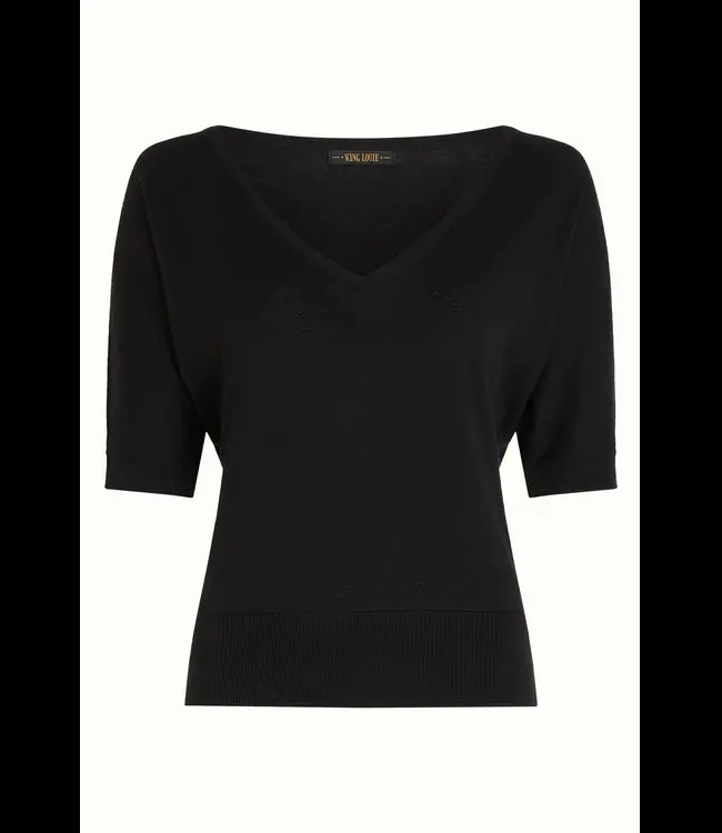 KING LOUIE •• Valentina Top Club | Black Short Sleeve from De Groene Knoop
