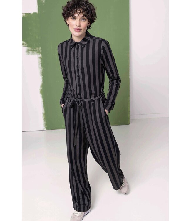 ZILCH •• Jumpsuit | Stripes Black from De Groene Knoop