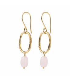 A BEAUTIFUL STORY •• Graceful ROZENKWARTS Goud Oorbellen via De Groene Knoop