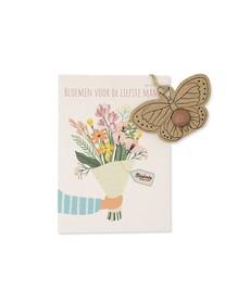 BLOSSOMBS •• HANGER VLINDER OP KAART – MAMA – BOEKET via De Groene Knoop