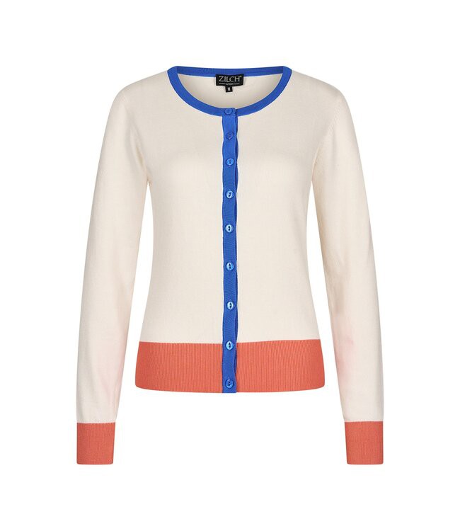 ZILCH •• Cardigan Round Neck | Multi Off White from De Groene Knoop