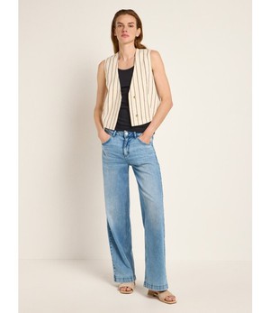 LANIUS •• Gestreept Gilet OCS | Creme/ Black from De Groene Knoop