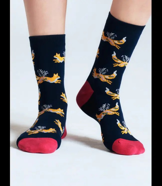 THOUGHT  •• Bess Fox Bamboo Socks | Navy from De Groene Knoop