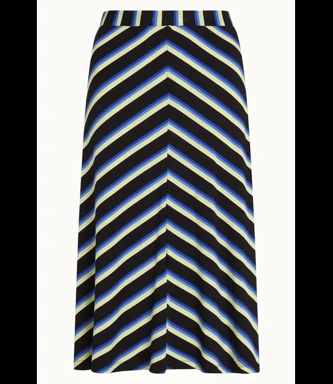 KING LOUIE ••Juno Midi Skirt Embla Stripe | Black from De Groene Knoop
