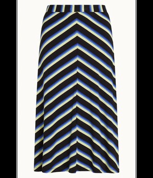 KING LOUIE ••Juno Midi Skirt Embla Stripe | Black from De Groene Knoop