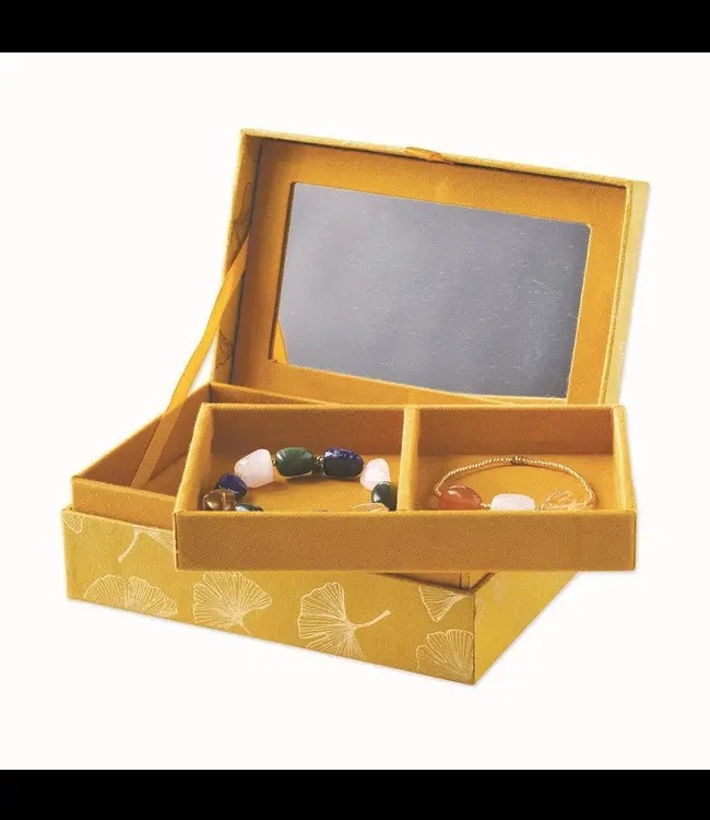 A BEAUTIFUL STORY •• Jewelry Box Large | Ginko Yellow with mirror from De Groene Knoop