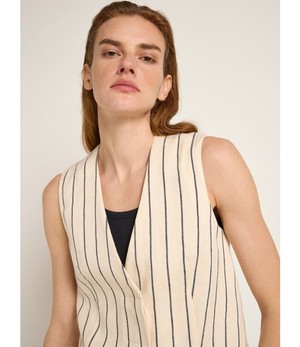 LANIUS •• Gestreept Gilet OCS | Creme/ Black from De Groene Knoop