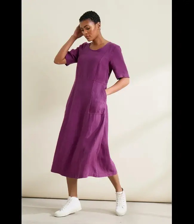 SEASALT CORNWALL •• Grass Wave Linen Midi Dress | Cassis from De Groene Knoop