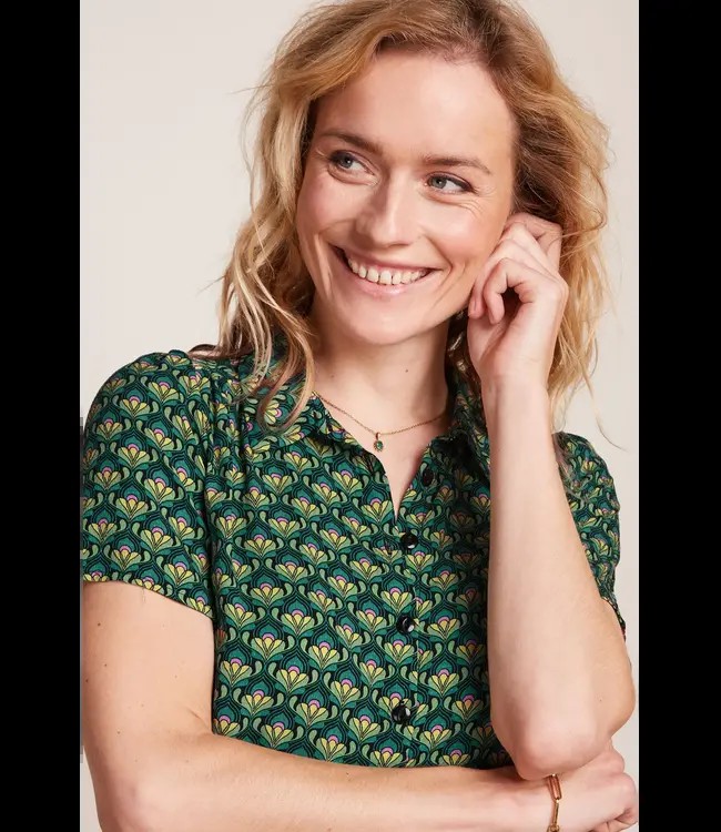 KING LOUIE •• Maisie Blouse Toulouse Dobby | Black from De Groene Knoop