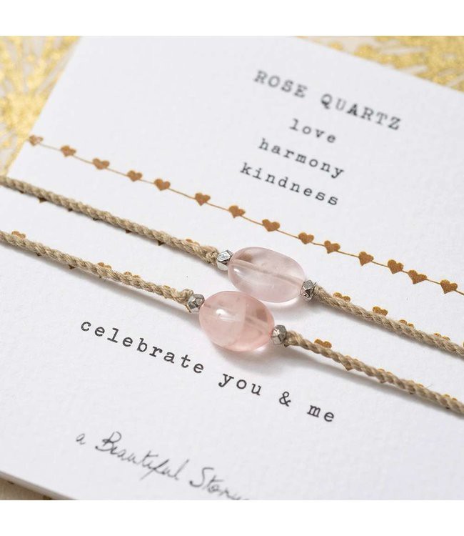 A BEAUTIFUL STORY •• Gemstone Card You & Me Rose Quartz Silver from De Groene Knoop