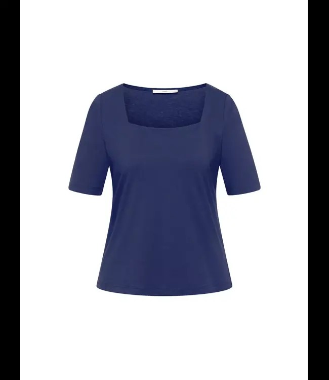 LANIUS •• Shirt with square neckline | Night Blue ~ Halbarmshirt from De Groene Knoop