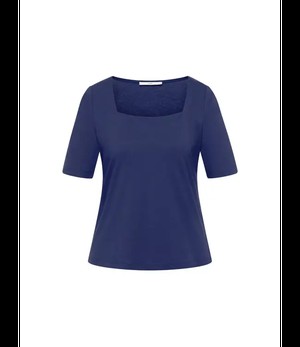 LANIUS •• Shirt with square neckline | Night Blue ~ Halbarmshirt from De Groene Knoop