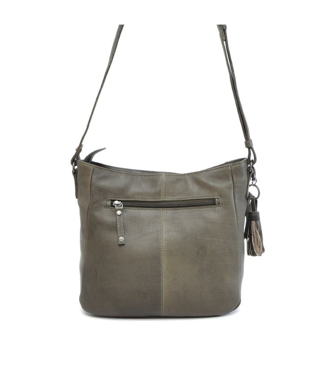 Berba Leren dames cross-shoulder tas Scotch  • Dark green from De Groene Knoop