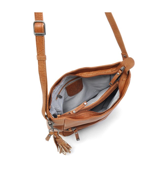 Berba Leren dames cross-shoulder tas Scotch | 375-054 • cognac from De Groene Knoop