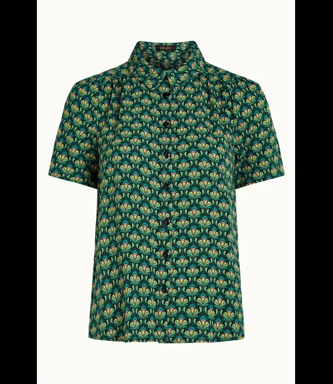 KING LOUIE •• Maisie Blouse Toulouse Dobby | Black from De Groene Knoop