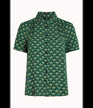 KING LOUIE •• Maisie Blouse Toulouse Dobby | Black from De Groene Knoop