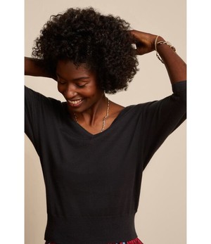 KING LOUIE •• Valentina Top Club | Black Short Sleeve from De Groene Knoop