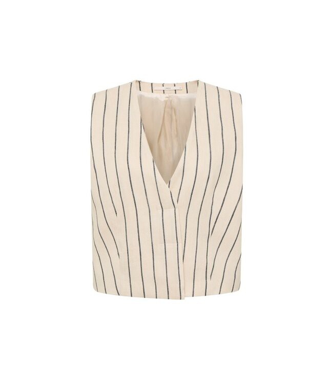 LANIUS •• Gestreept Gilet OCS | Creme/ Black from De Groene Knoop