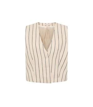 LANIUS •• Gestreept Gilet OCS | Creme/ Black from De Groene Knoop