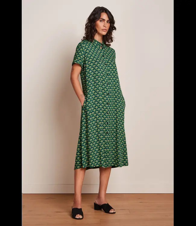KING LOUIE •• Vica Dress Toulouse Dobby| Black from De Groene Knoop