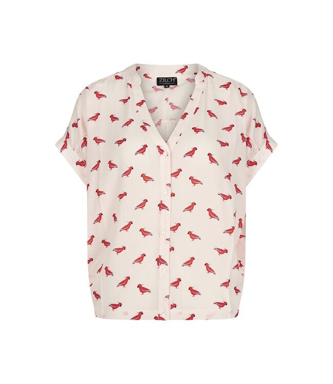 ZILCH •• Blouse Wide | Parrot Off White from De Groene Knoop