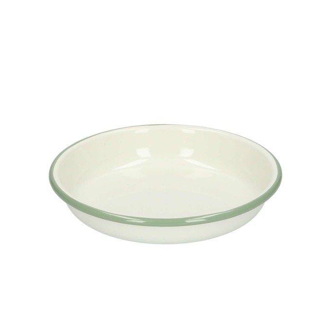 Bord diep, emaille, groengrijs/wit, Ø 15 cm from Dille & Kamille