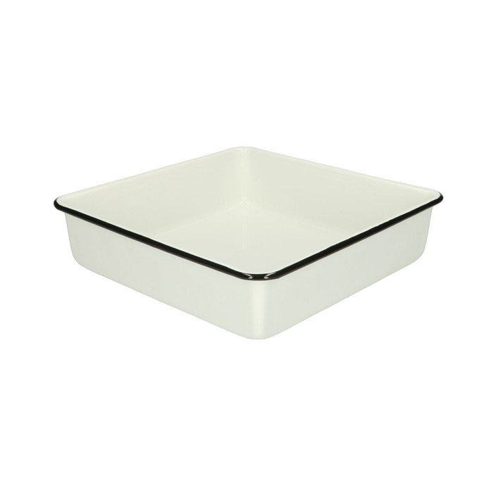 Bakvorm, emaille, zwart/wit, 25 x 25 cm from Dille & Kamille