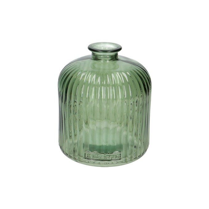 Vaas, groen glas, geribbeld, 18 cm from Dille & Kamille