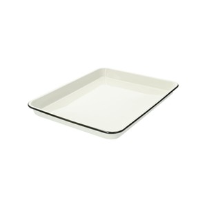 Dienblad & bakplaat, emaille, wit/zwart, 41 x 32 cm from Dille & Kamille