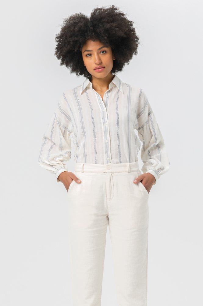 Nice | White Brodery Stripe Blue from Elements of Freedom