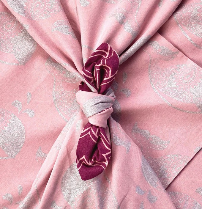 Furoshiki Gift Wrap Blush Whales & Maroon Arches Fabric Gift Wrap - Double Sided (Reversible) from FabRap