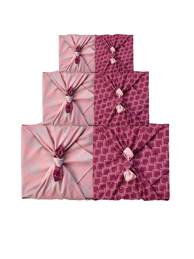 Furoshiki Gift Wrap Blush Whales & Maroon Arches Fabric Gift Wrap - Double Sided (Reversible) from FabRap