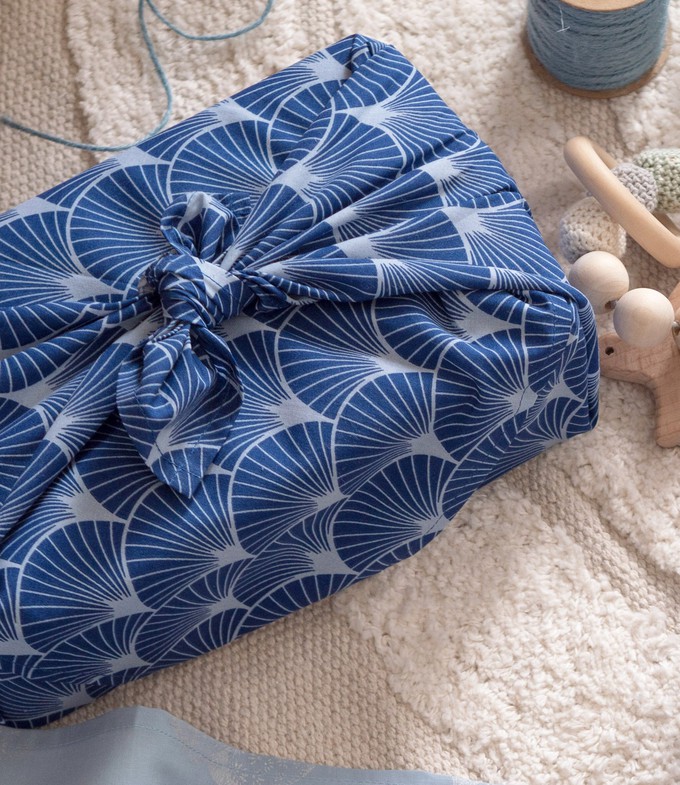 Furoshiki Gift Wrap Indigo Fans Fabric Gift Wrap from FabRap