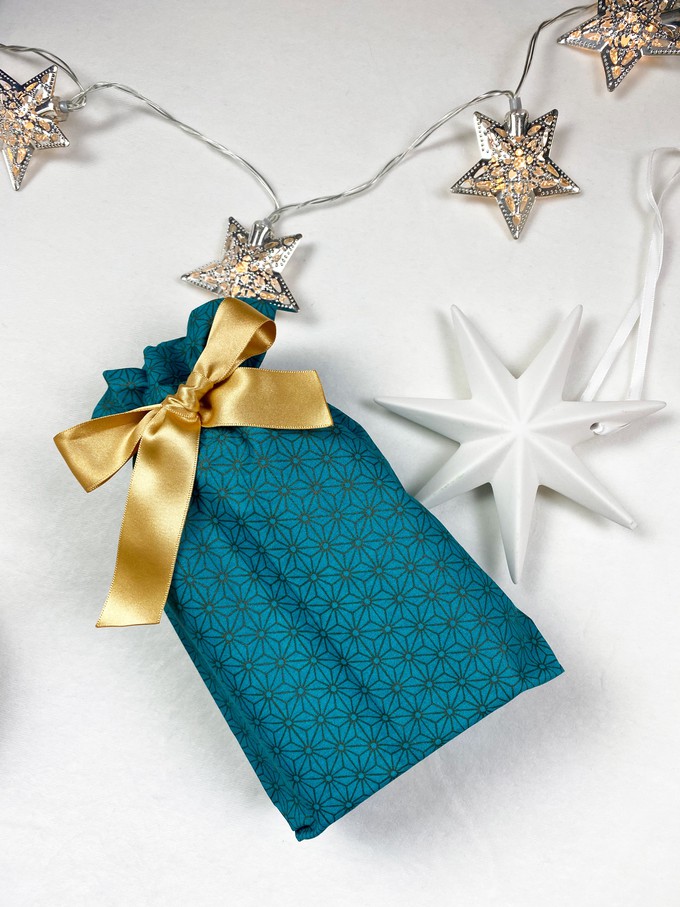 Gift Bag - Jade Green with Bronze Geometric Stars from FabRap