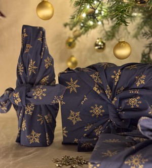 Furoshiki Gift Wrap Midnight Snowflakes Fabric Gift Wrap from FabRap