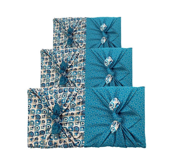 Furoshiki Gift Wrap Art Deco & Ocean Fabric Gift Wrap - Double Sided (Reversible) from FabRap