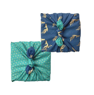 Jade and Midnight Reindeer Fabric Gift Wrap Furoshiki Cloth - Double Sided (Reversible) from FabRap