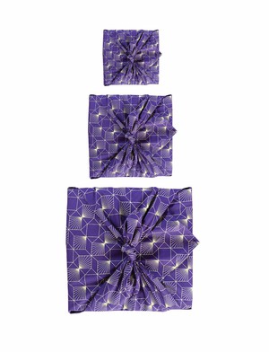 Fabric Gift Wrap Furoshiki Cloth - 9 Piece Gold Moons & Plum Diamonds Bundle from FabRap