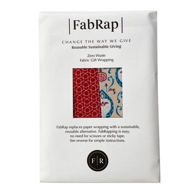 Fabric Gift Wrap Furoshiki Cloth - 6 Piece Teal & Cherry Bundle from FabRap