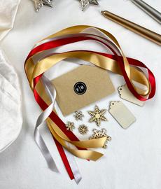 Recycled Ribbons and Wooden Snowflakes set via FabRap
