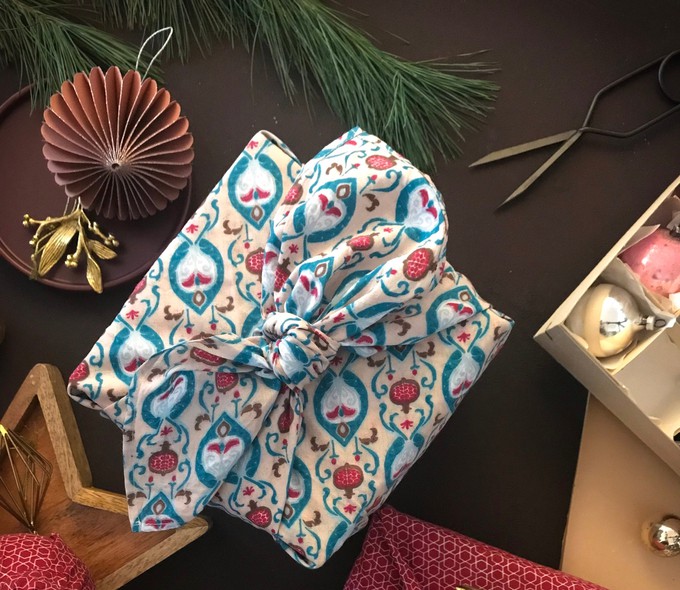 Teal Fabric Gift Wrap Furoshiki Cloth - Single Sided from FabRap