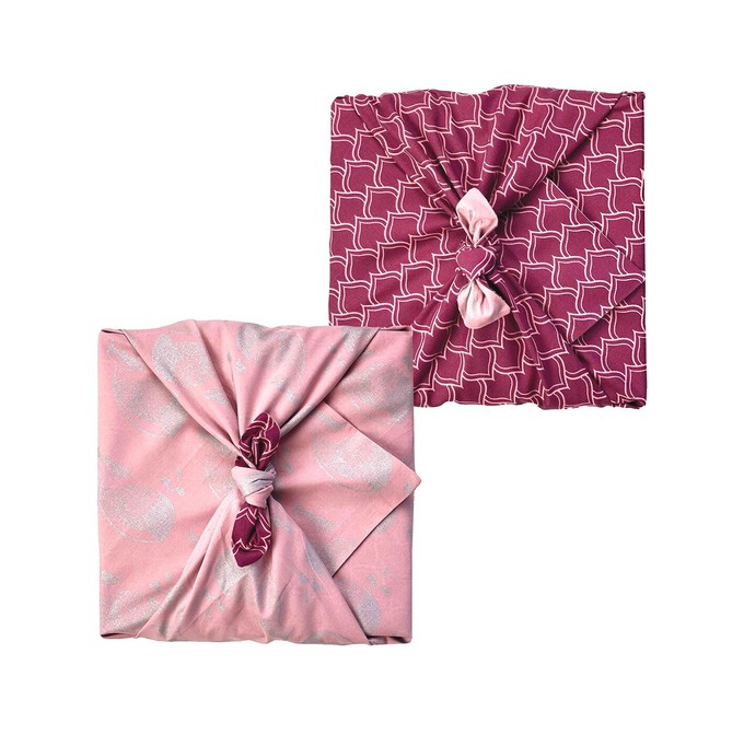 Blush Whales & Maroon Arches Fabric Gift Wrap Furoshiki Cloth - Double Sided (Reversible) from FabRap