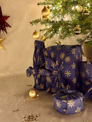 Furoshiki Gift Wrap Midnight Snowflakes Fabric Gift Wrap from FabRap
