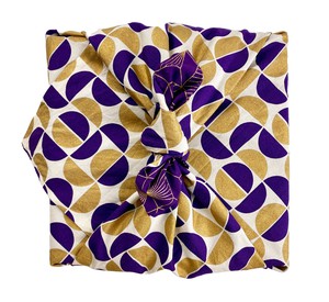 Furoshiki Gift Wrap Gold Moons & Plum Diamonds Fabric Gift Wrap - Double Sided (Reversible) from FabRap