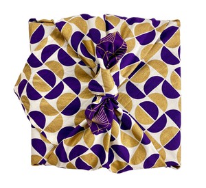 Gold Moons & Plum Diamonds Fabric Gift Wrap Furoshiki Cloth - Double Sided (Reversible) from FabRap